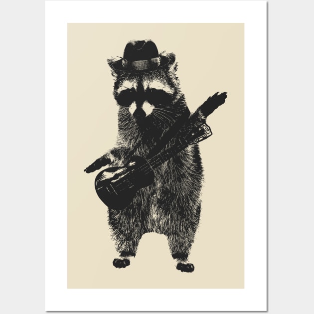 Raccoon wielding ukulele Wall Art by dankdesigns